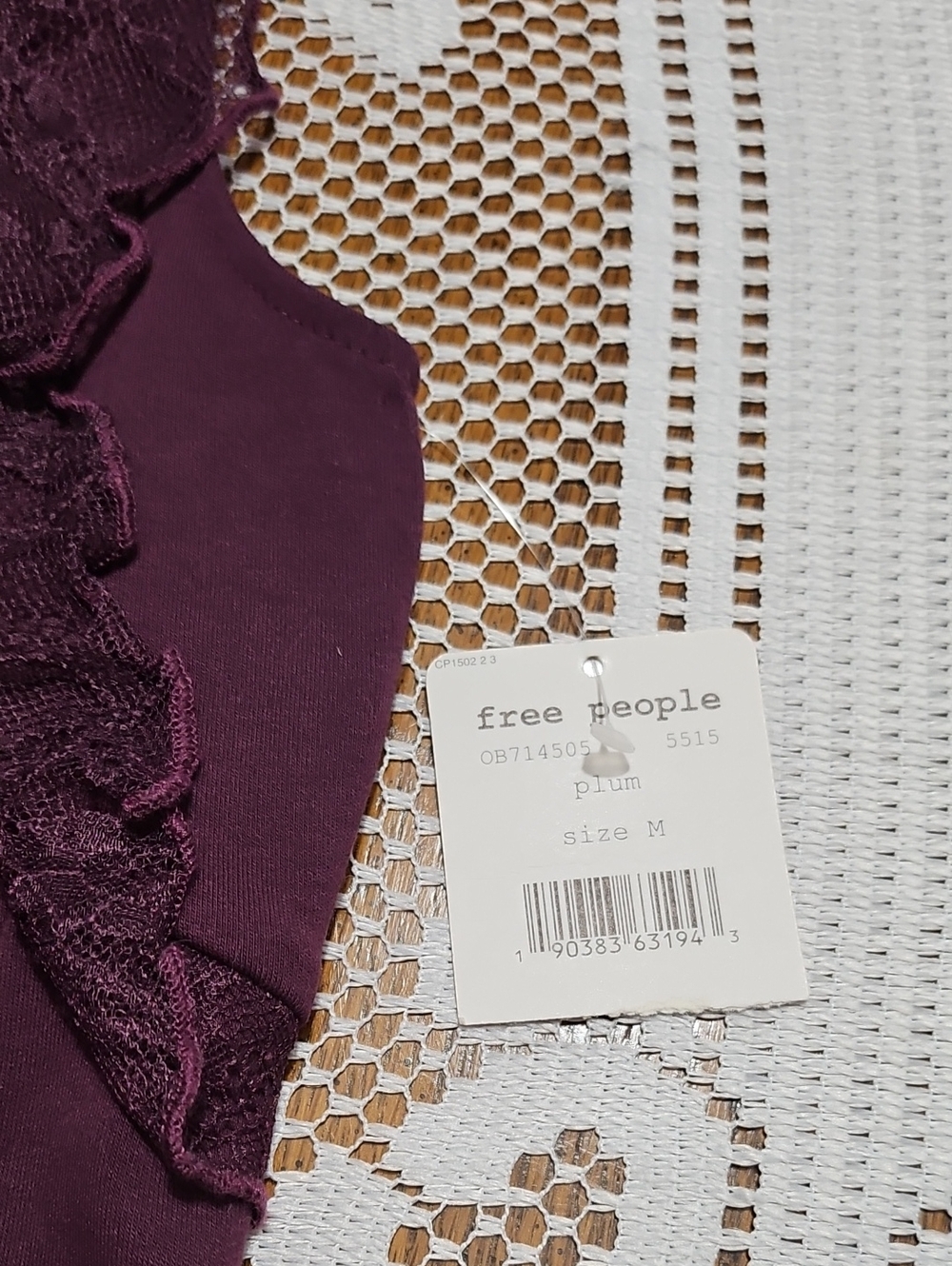 Free People NWT Plum Lace Mini Dress Ruffle Romantic Boho - Picture 2 of 9